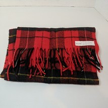 Echo 100% Lambswool Plaid Scarf Made in Uruguay Red Plaid 11.5&quot;X56&quot; - £13.37 GBP