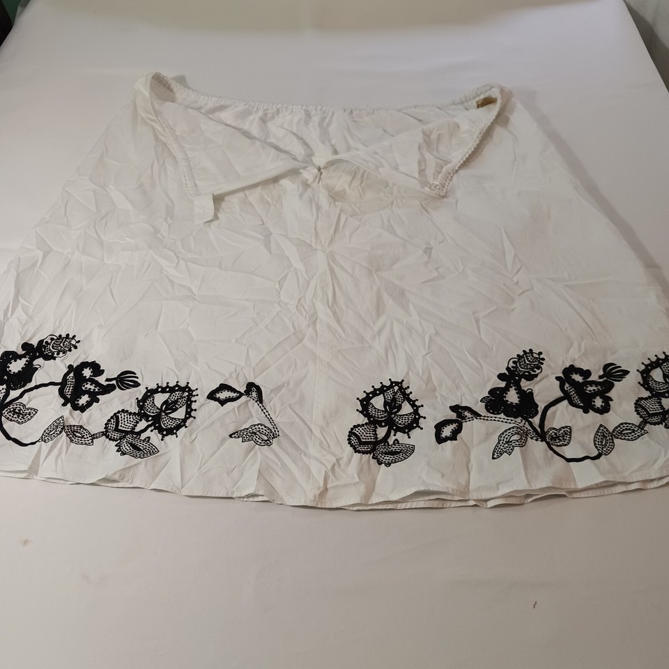 Niotto Women's White & Black Floral Cotton Blend Back Zipper Skirt Size 24W Item image 2