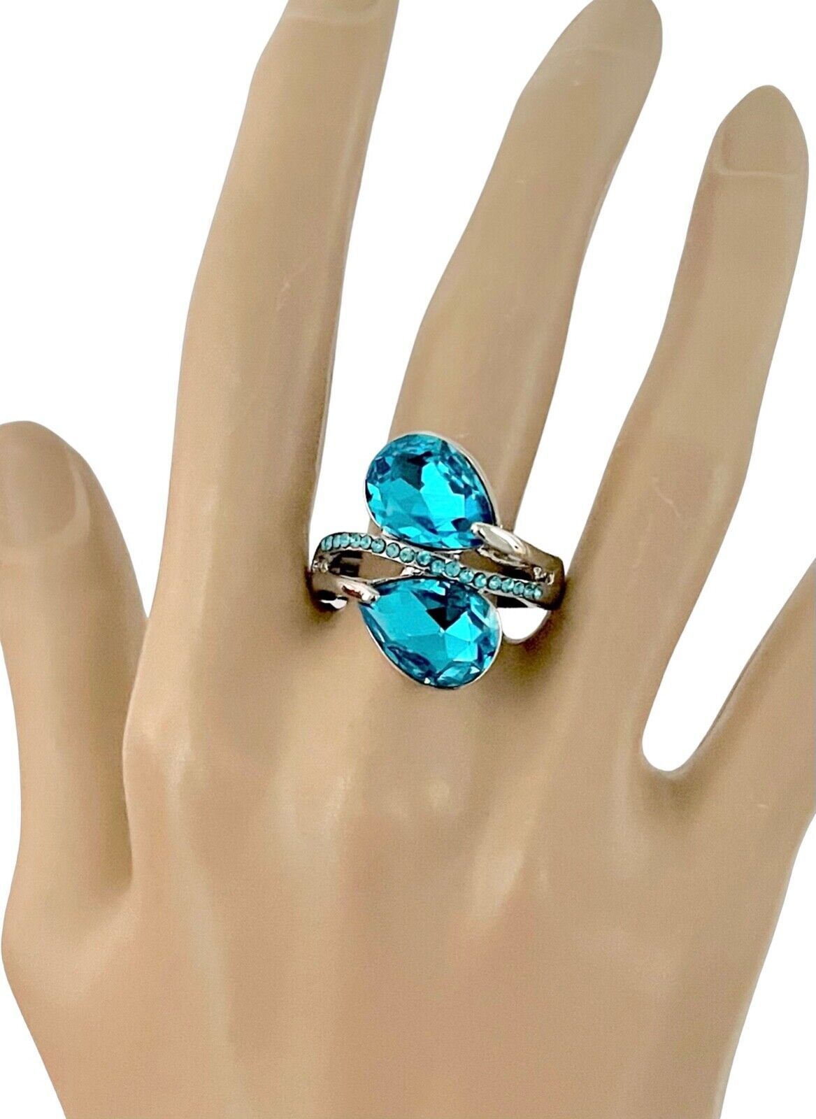 Primary image for Aqua Turquoise Aqua Pool Blue Acrylic Crystals Stretchable Fashion Ring