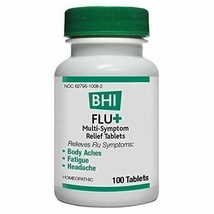 NEW BHI Flu+ Tablets for Multi-Symptom Relief of Minor Flu Symptoms 100 ... - $17.03