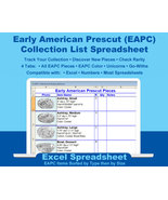 Early American Prescut Collector's Collection List By Item Type By Size (Excel) - $9.99