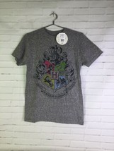 Harry Potter Hogwarts House Crest Logo T-Shirt Top Heather Gray Womens Size S - £13.96 GBP