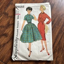 1950s Vintage Simplicity 2622 One Piece Dress Cut Sewing Pattern size 14 Bust 34 - £5.50 GBP