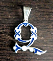 Vintage Sterling Silver Enamel Armenian Letter &quot;Z&quot;  Pendant . - £28.40 GBP