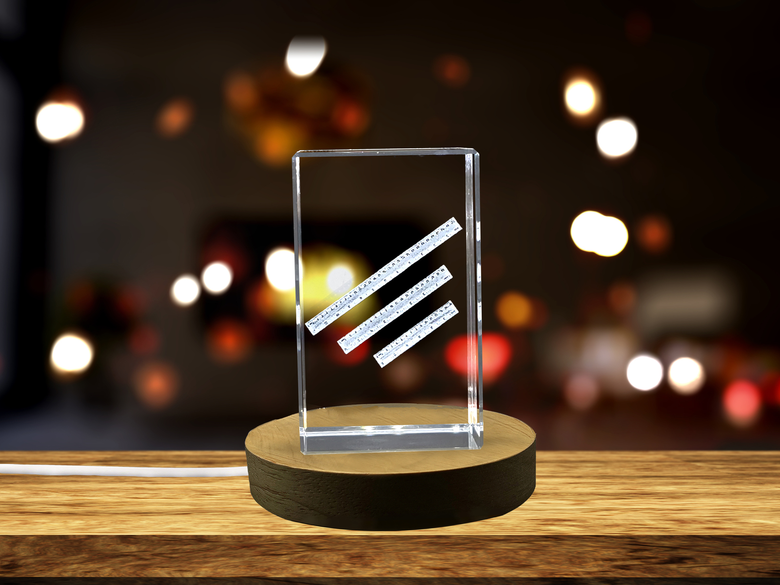 LED Base included | Precisely Crafted Crystal Ruler Sculpture - A Work