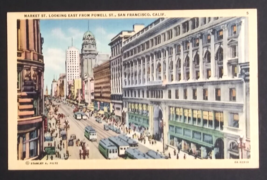 Market Street View San Francisco California CA Linen Piltz UNP Postcard c1940s - £7.94 GBP
