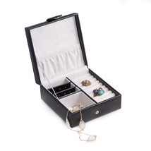 Bey-Berk Black Quilted Leather Jewelry Box for Rings earrings with Snap ... - €41,06 EUR
