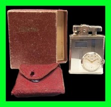 Unique Vintage Eclydo Pocket Lighter w/ Clock - Fully Functional Lighter &amp; Watch - £193.49 GBP