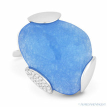 12.00ct Fancy Checkerboard Blue Jade Round Diamond Cocktail Ring 14k White Gold - £630.16 GBP
