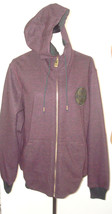 New NWT $248 XL Mens Zip Hoodie Jacket Leather Logo Patch Dark Red True Religion - £184.26 GBP