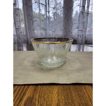 Vintage Glass Ice Bowl Bucket , Grapevine Etched, Gold Trim, Serving Dish - £18.03 GBP