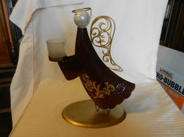 Hand Made Metal Angel Tea Light Candle Holder Purple and Gold - $57.00