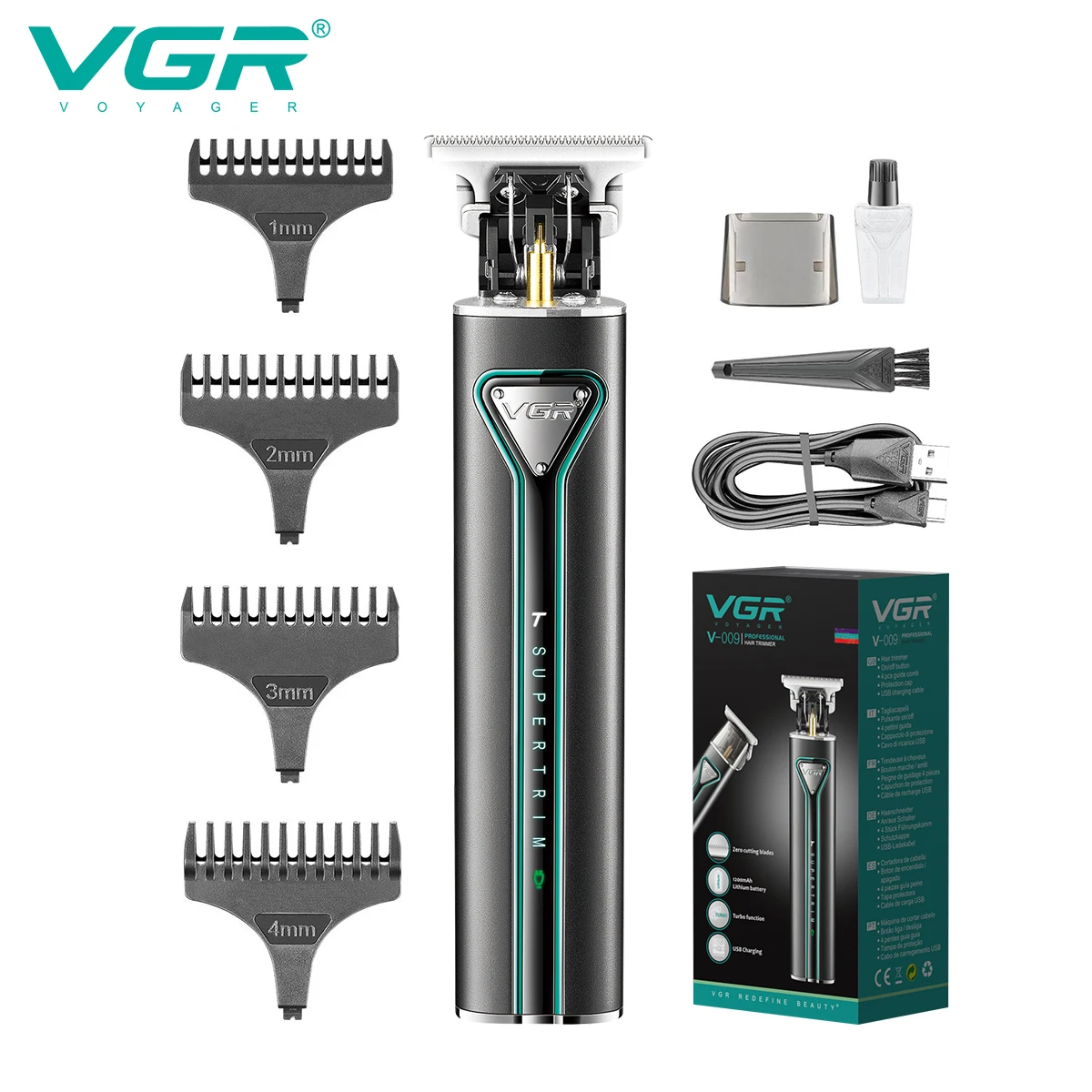 VGR T9 Hair Cutting Machine Rechargeable Hair Clipper Metal Hair Trimmer - £12.56 GBP+