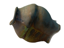 Earthtones Matte Greens Hand Made Studio Pottery Satin Finish Fish ? Vase - $28.57