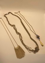 EUC Vintage Bundle of 3 Chain Pendant Necklaces Gold Tone - $15.84