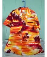 Vintage Helena’s Hawaiian Button Up Men&#39;s Palm trees Camp Shirt L. Hawaii - $372.13 MXN