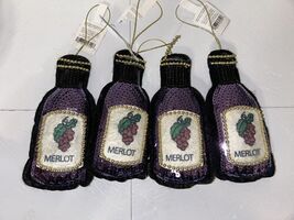 Wondershop Sequined Fabric Merlot Wine Bottle Christmas Tree Ornament Pu... - $25.29