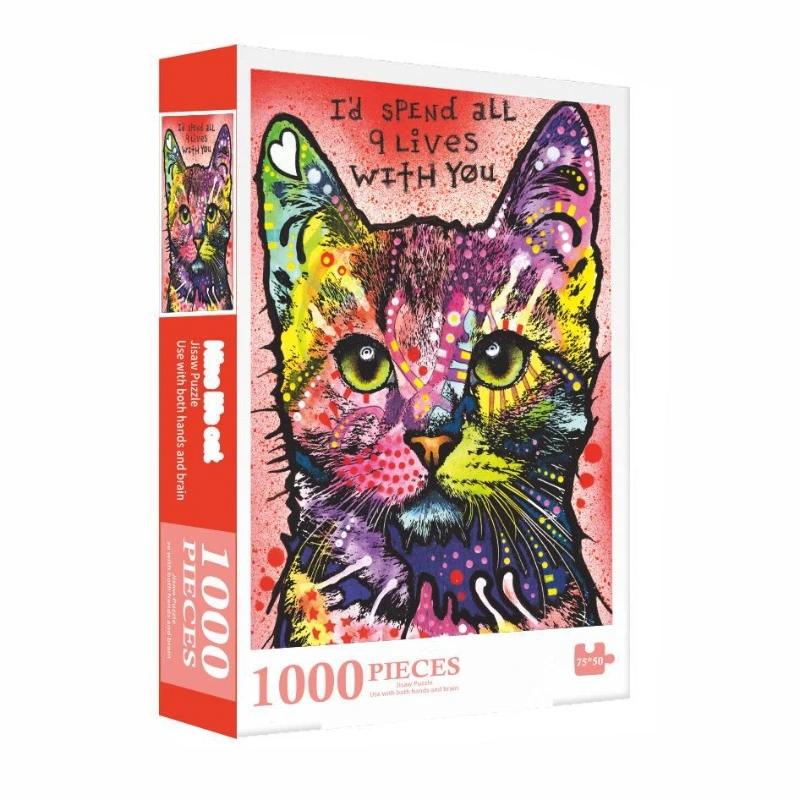 Adult Jigsaw Puzzle 1000 Pieces 9Life Cat 70*50cm Stress Relief Entertainment - £12.70 GBP