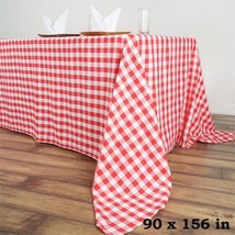 Red White Buffalo Plaid 90X156&quot;&quot; Rectangular Polyester Tablecloth Picnic Events  - £29.99 GBP