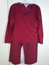 Nautica Ladies Wine Fleece Pajama SET-S-100% POLYESTER-WORN ONCE-NICE-COMFY/WARM - £8.48 GBP