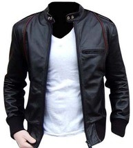 Men Biker Leather Jacket Black Color Slim &amp; Smart Looking Jackets - £126.40 GBP