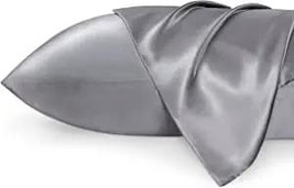 Satin Pillowcase for Hair and Skin Queen - 2 Dark Grey Silk Pillowcase 2... - $25.00