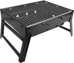 Portable Charcoal Grill - Stainless Steel Folding, Large 17 X 10 X 11.5 Inch - £24.97 GBP