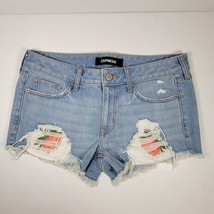 Express Jeans womens Embroidered Flower Floral Pocket Denim Shorts Size 6  - $16.96