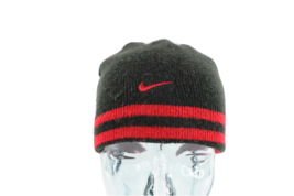 Vintage Nike Travis Scott Mini Swoosh Striped Winter Beanie Hat Cap Black S/M - £25.65 GBP