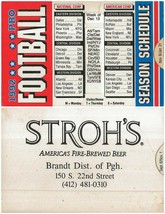 VINTAGE Stroh&#39;s 1992 NFL Pocket Schedule / Cowboys Super Bowl Champ Season - £11.08 GBP