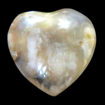 Heart Polished Small Coral Flower Agate  HR38 - $9.77