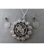 Circa 60s Scorpio Horoscope Pendant Necklace Sterling Post Earrings 18&quot; ... - $39.00