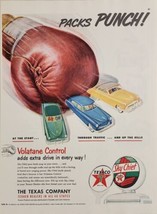 1951 Print Ad Texaco Sky Chief Gasoline Boxing Glove Punches Cars - $21.37