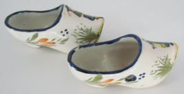 Quimper HR French Vintage Clog Shoes Set Ceramic Pottery HR Quimper Salt... - $52.24