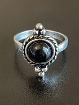 Vintage Black Onyx Stone Silver Plated Statement Woman Ring  - $10.00