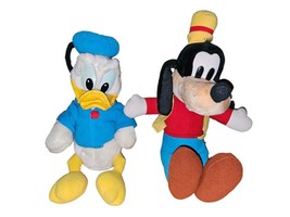 Vintage Donald Duck Plush with Vinyl Duck Bill &amp; Goofy 14&quot; Walt Disney W... - $9.75