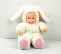 Anne Geddes Baby Bunnies Doll Plush White Bunny Suit Pink 2005 Easter 10&quot;  - £9.58 GBP