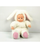 Anne Geddes Baby Bunnies Doll Plush White Bunny Suit Pink 2005 Easter 10&quot;  - £9.37 GBP