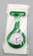 Nurses Watch Pin Brooch Silicone Green Lapel Jelly Cover Quartz Fashion Fob NEW - £4.39 GBP