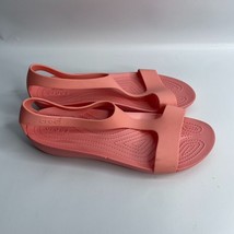 Crocs Serena T Strap Ankle Sandal Flat Pink Comfort Slip On Size 11 - £27.25 GBP