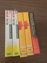 Lot Of 5 Blank Sealed VHS T-120 Tapes Maxwell, Kodak, RCA - $23.76