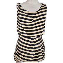 Black and Tan Striped Sleeveless Blouse Size 6 - £19.33 GBP