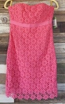 $328 SZ 00 Lilly Pulitzer Bowen Strapless Hotty Pink Floral Vintage Lace Dress - £47.94 GBP