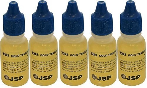 5 Bottles 22K Gold Metal Test Acid Karat Testing Liquid Solution Jewelry Tester
