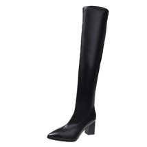 Big Size 43  New Winter Women Pu Pointed Toe Over The Knee Boots Female High Hee - £41.14 GBP
