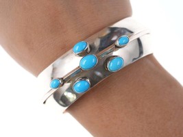 Modernist Navajo Sterling Paul Livingston Sleeping Beauty turquoise cuff bracele - £375.03 GBP