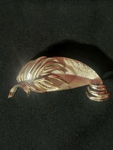 Signed B.S.K. Silver Tone Leaf Curved Brooch Pin vintage - £9.39 GBP
