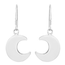 Celestial Hovering Eclipse Crescent Moon Sterling Silver Dangle Earrings - £13.14 GBP