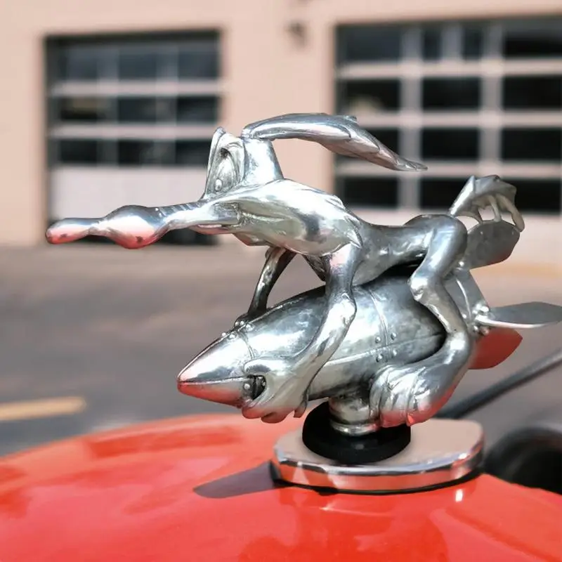 Hood Ornament Cartoon Coyote Rocket/Gunner Car Hood Decoration Auto 3D Emblem - £10.38 GBP+