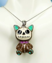 Ebros Furry Bones Voodoo Mocha Cat Mao Mao Pewter Necklace Pendant Jewelry - £11.74 GBP